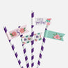 Floral Tea Kids Party Straw Flag Printable Template