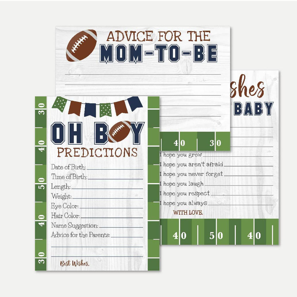 Football Baby Shower Prediction Advice Wishes Bundle Printable Template