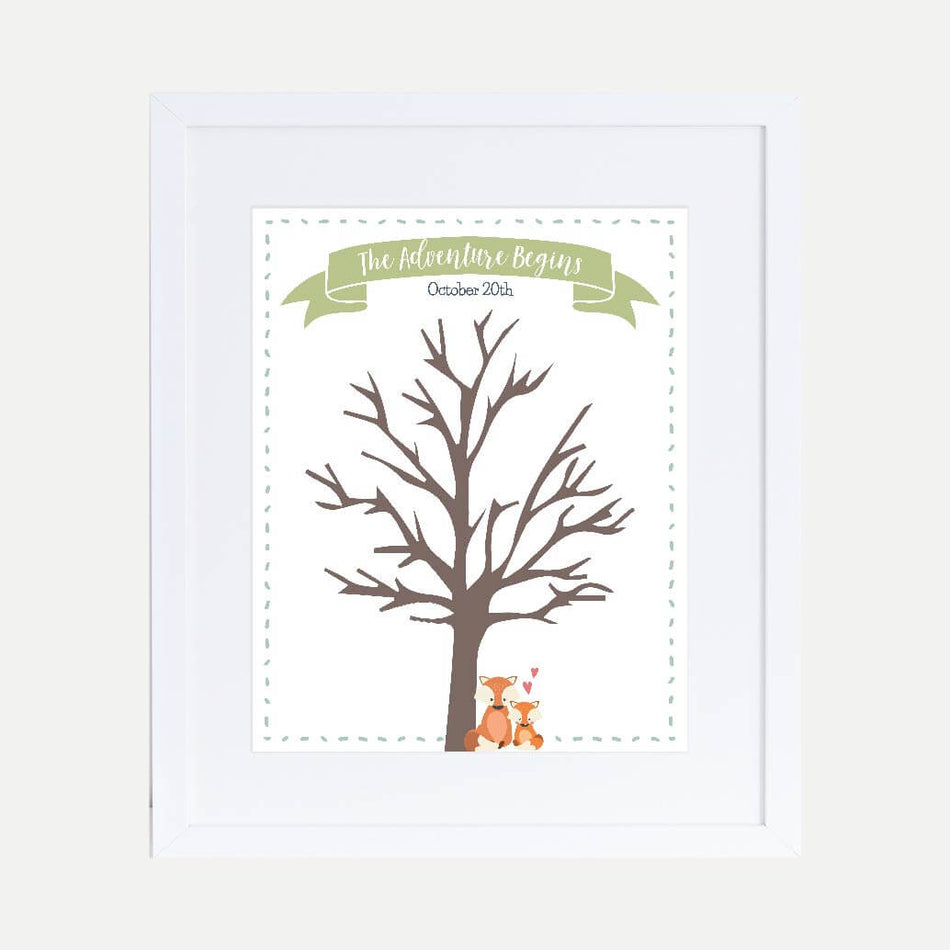 Fox Baby Shower Guest Book Sign Printable Template