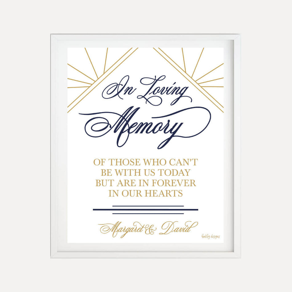 Gatsby Navy Wedding Loving Memory Sign Printable Template