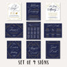 Gatsby Navy Wedding Sign Set Printable Template