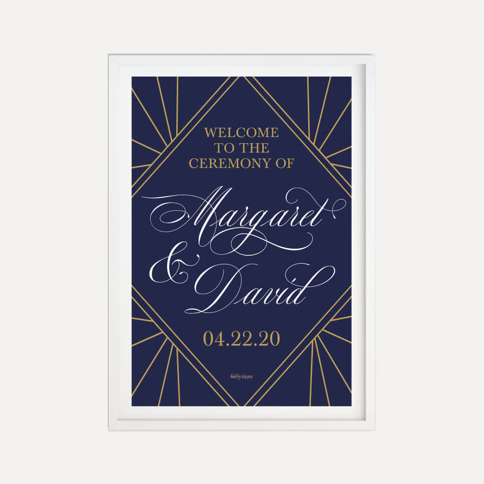 Gatsby Navy Wedding Welcome Sign Printable Template