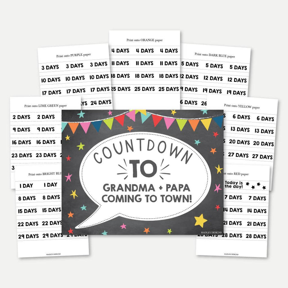 Coundown to Grandma and Papa Coming to Town Printable