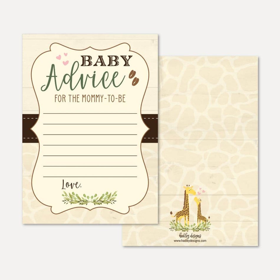 Giraffe Baby Shower Advice Card Printable Template