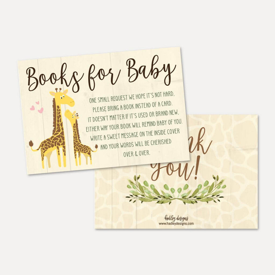 Giraffe Baby Shower Book Request Card Printable Template