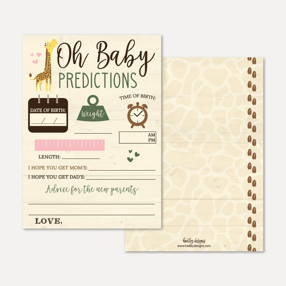 Giraffe Baby Shower Predictions Printable Template