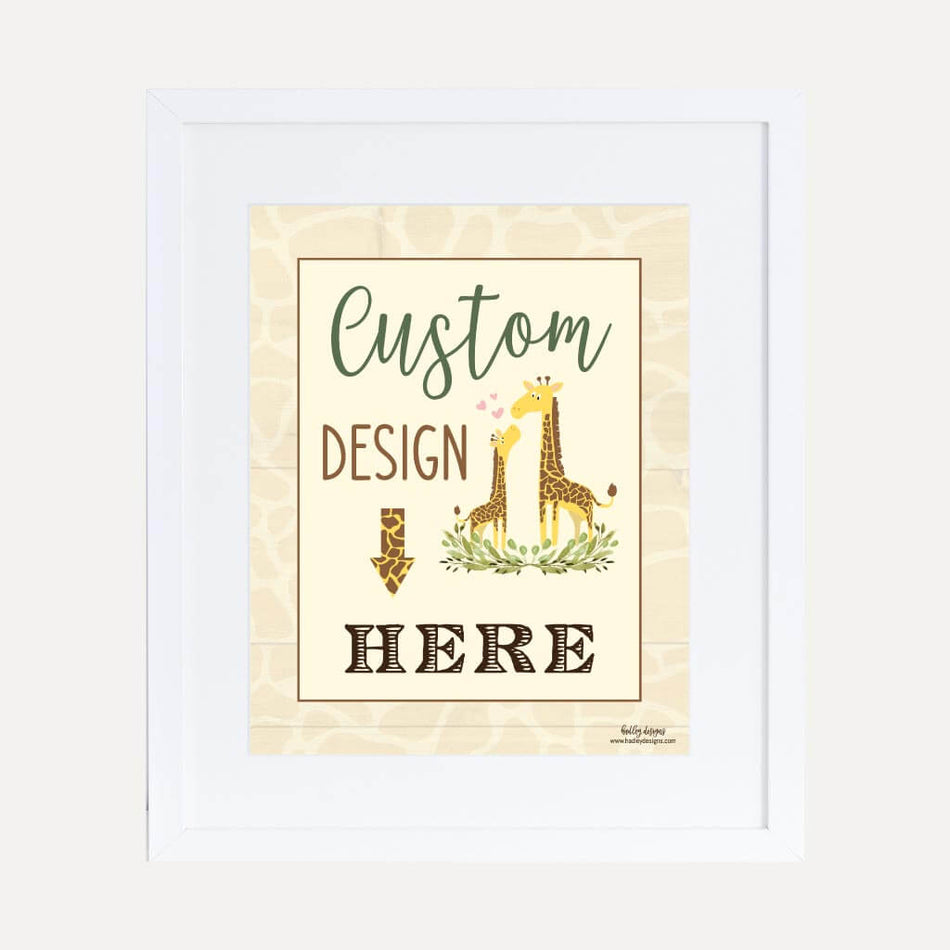 Giraffe Baby Shower Custom Sign Printable Template