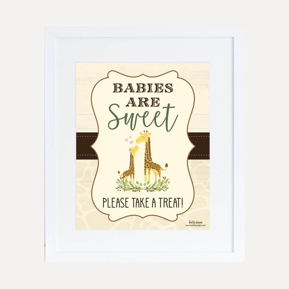 Giraffe Baby Shower Treats Sign Printable Template
