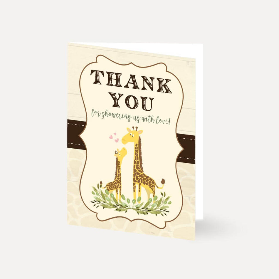 Giraffe Baby Shower Thank You Card Printable Template