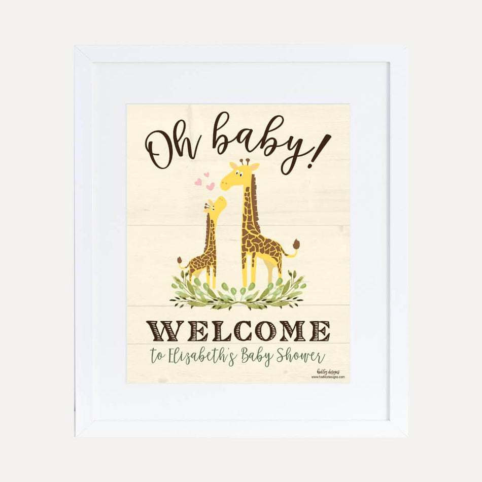 Giraffe Baby Shower Welcome Sign Printable Template