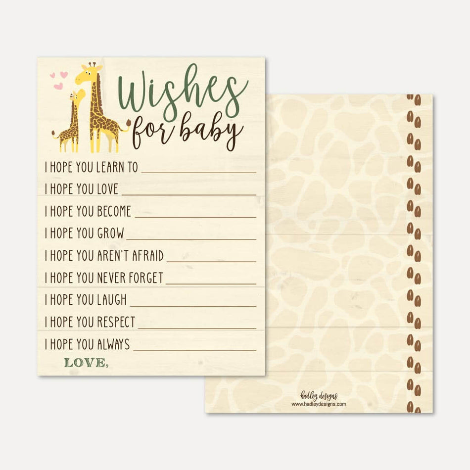 Giraffe Baby Shower Wishes Card Printable Template