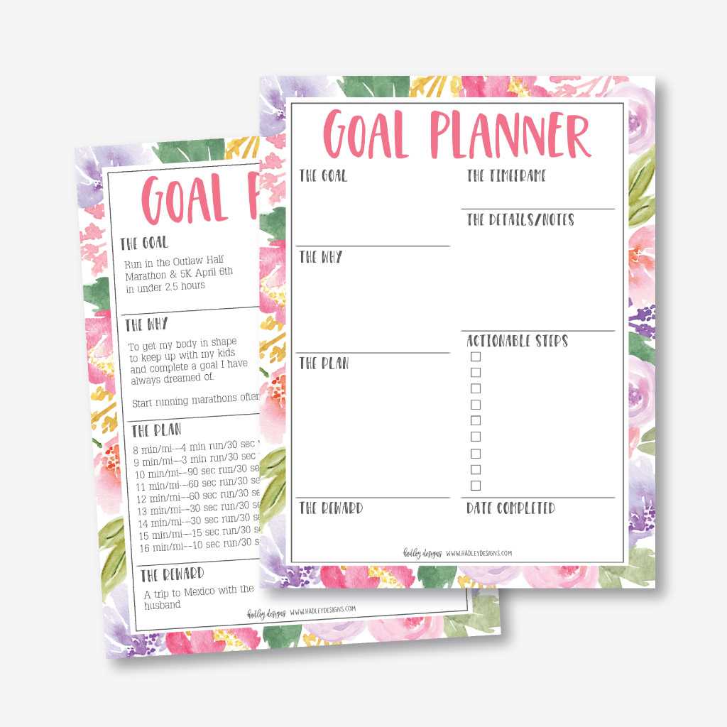 Printable Goal Planner Template | Hadley Designs - Printables