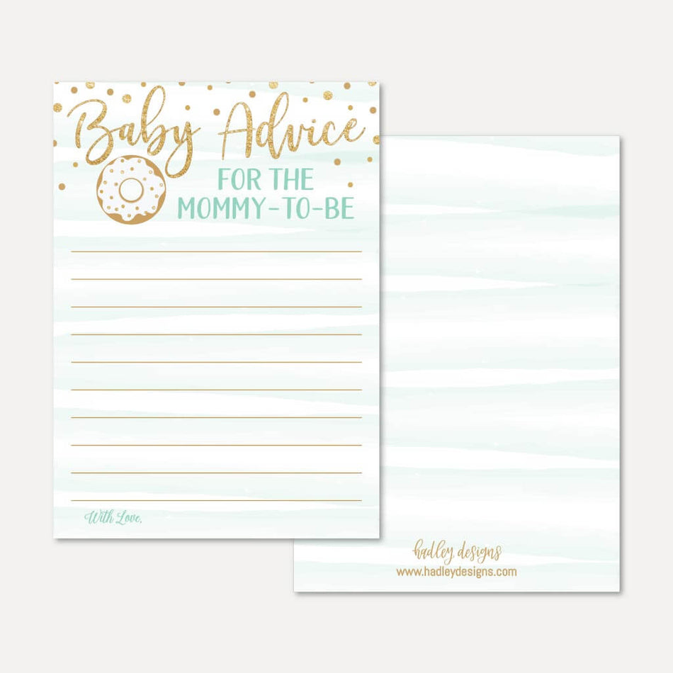Blue Donut Baby Shower Advice Card Printable Template