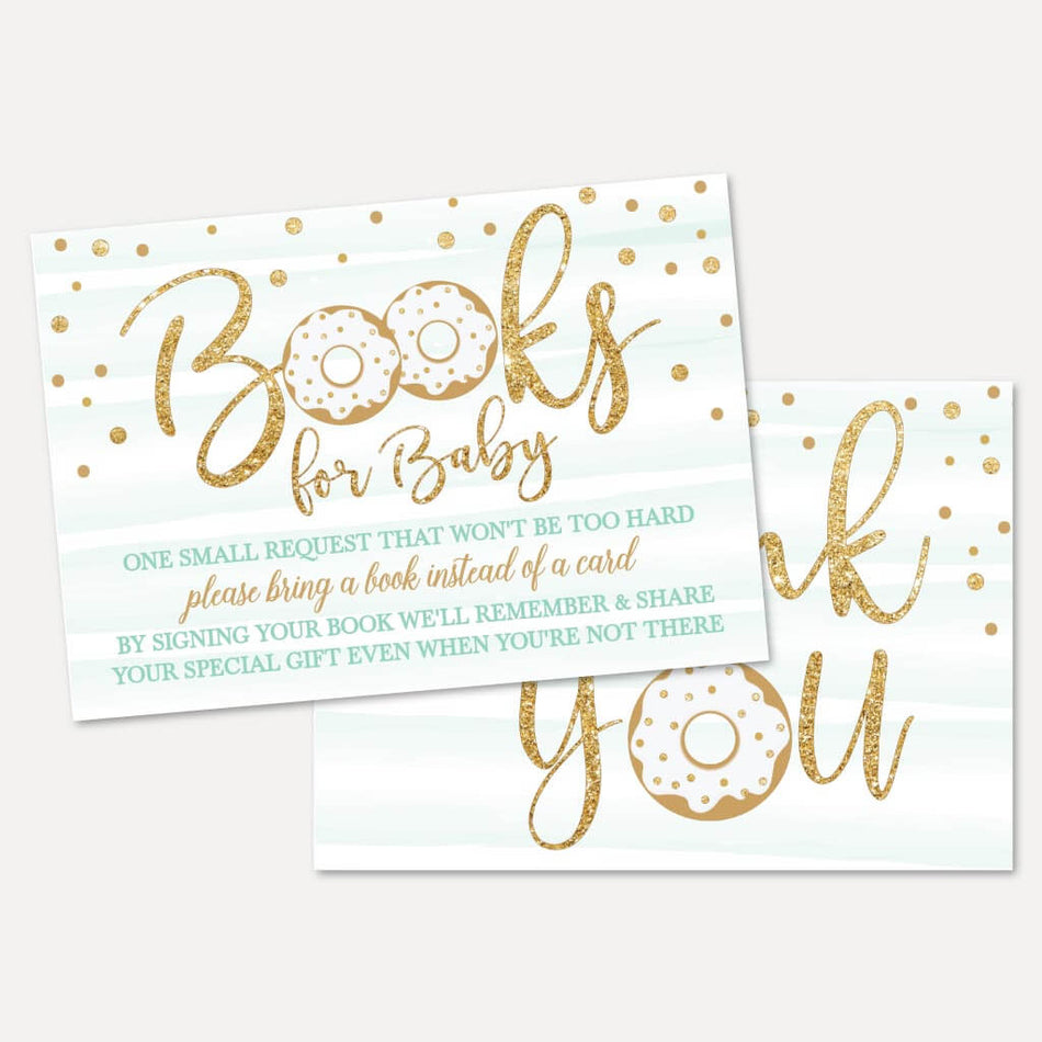 Blue Donut Baby Shower Book Request Card Printable Template