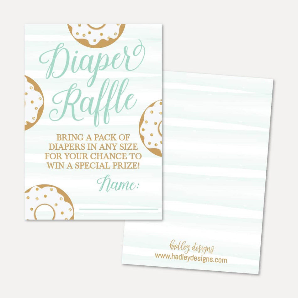 Blue Donut Baby Shower Diaper Raffle Printable Template