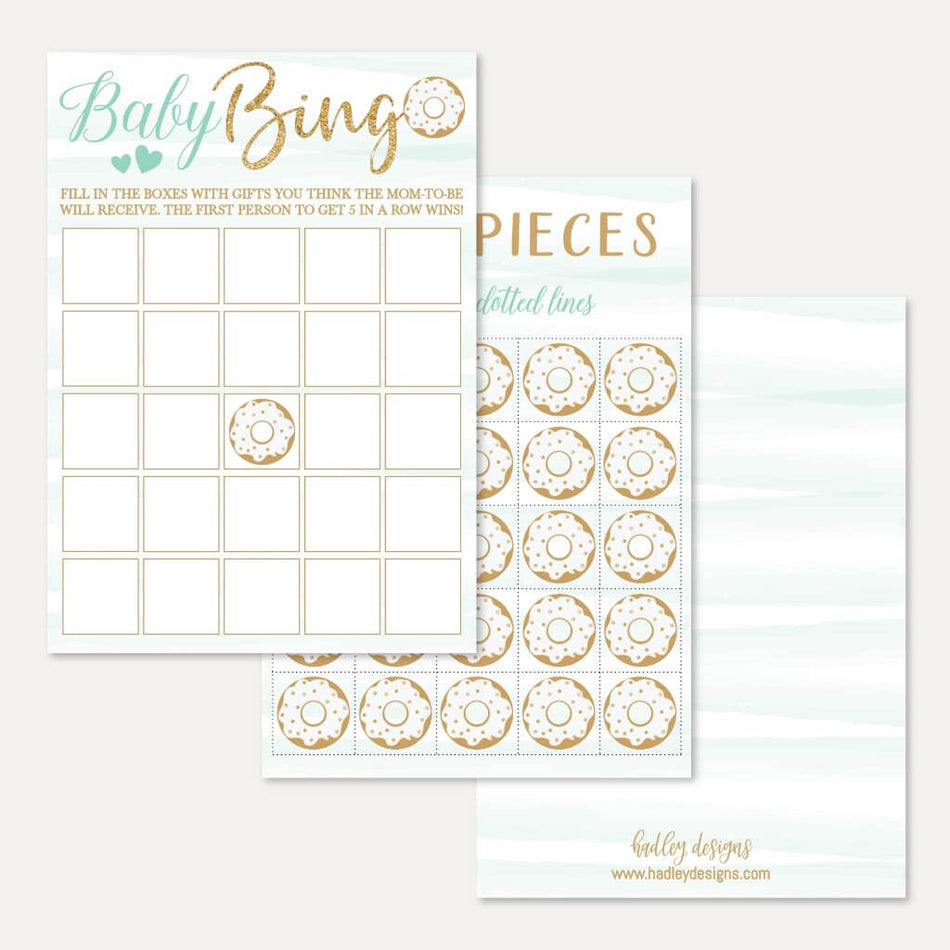 Blue Donut Baby Shower Bingo Game Printable Template