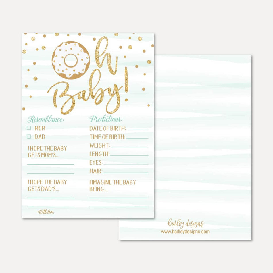 Blue Donut Baby Shower Predictions Printable Template