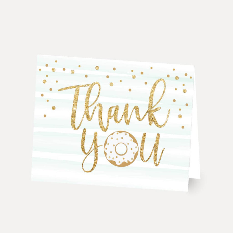 Blue Donut Baby Shower Thank You Card Printable Template