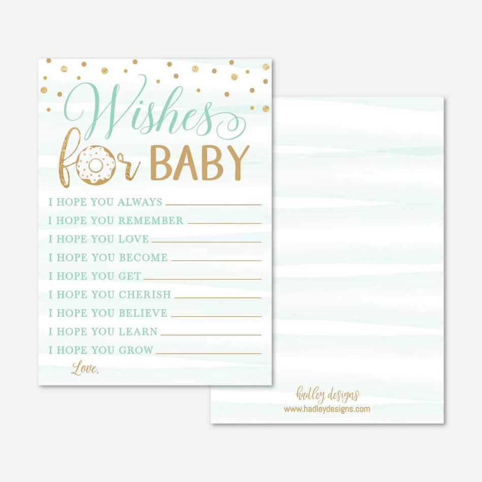 Blue Donut Baby Shower Wishes Card Printable Template