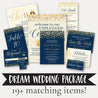 Gold Dots Navy Wedding Complete Package Set Printable Template