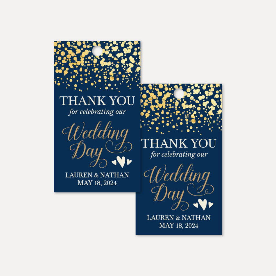 Printable Gold Dots Navy Wedding Thank You Favor Tags Template | Hadley ...