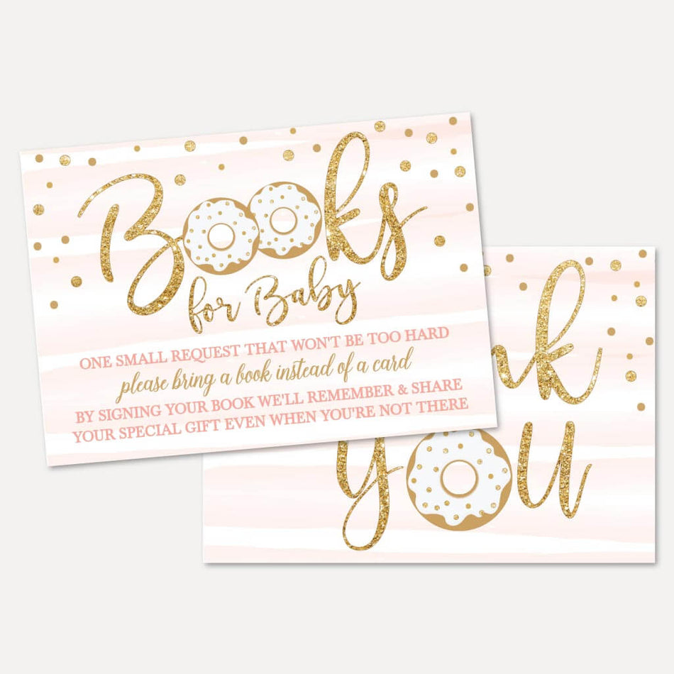 Pink Donut Baby Shower Book Request Card Printable Template