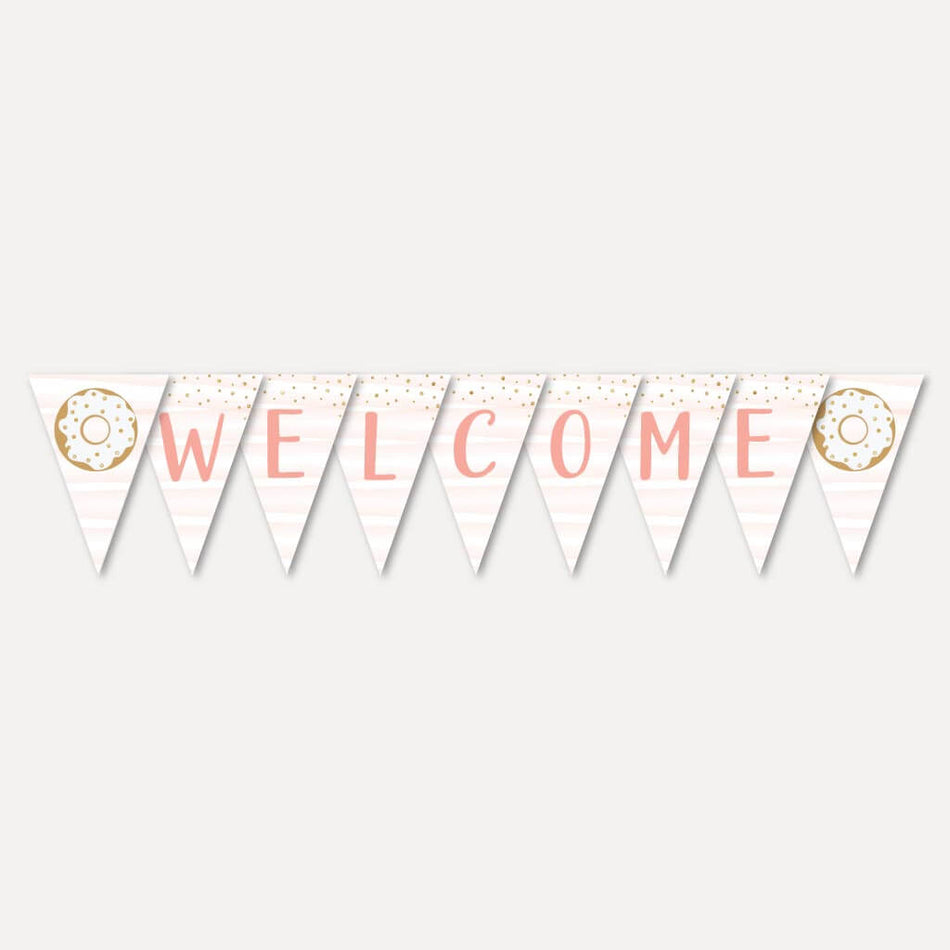 Pink Donut Baby Shower Banner Printable Template