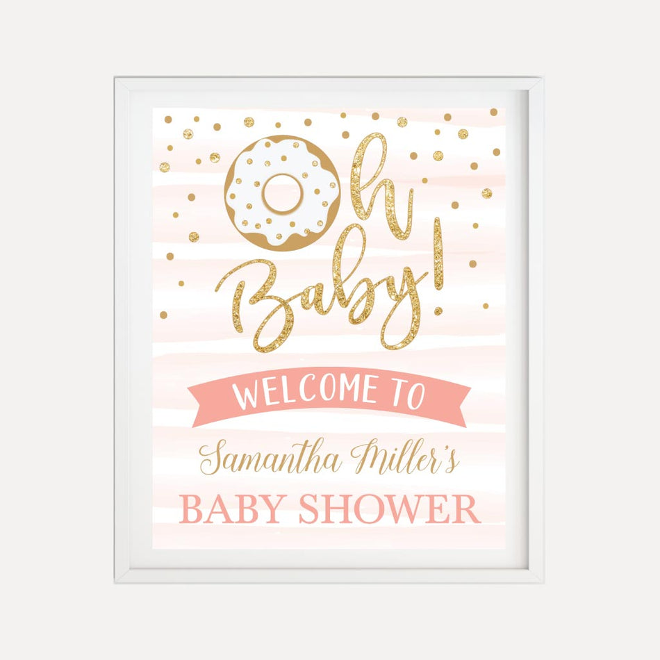 Pink Donut Baby Shower Welcome Sign Printable Template