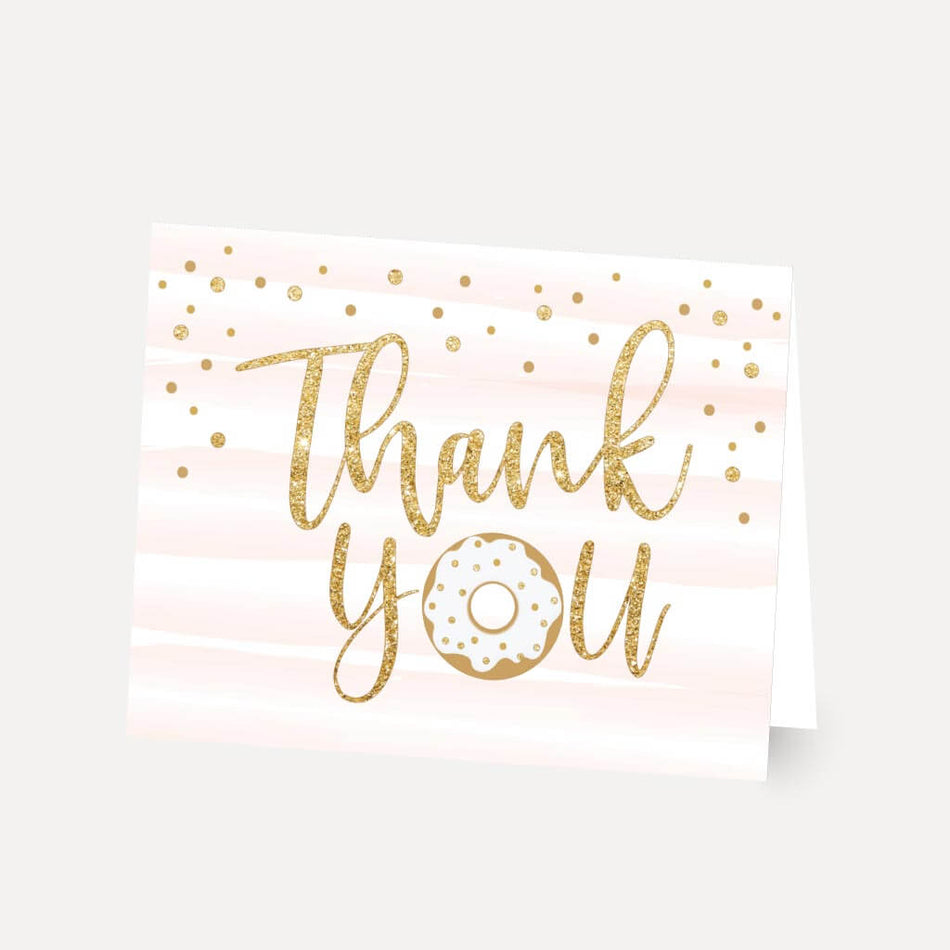 Pink Donut Baby Shower Thank You Card Printable Template