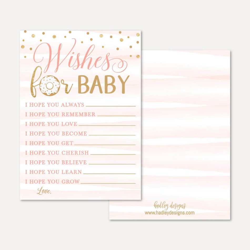 Pink Donut Baby Shower Wishes Card Printable Template