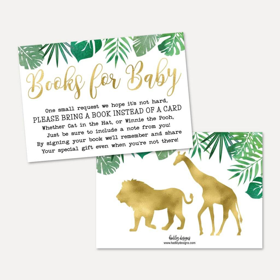 Gold Safari Baby Shower Book Request Card Printable Template