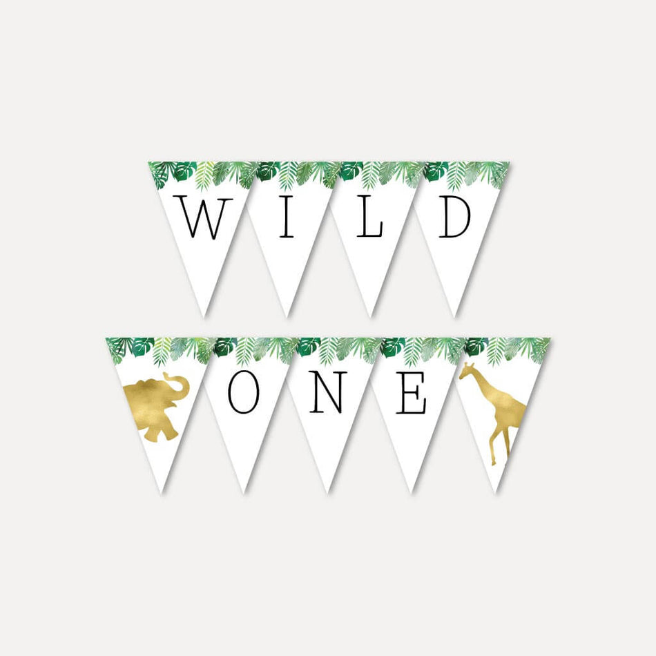 Gold Safari Baby Shower Banner Printable Template