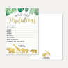 Gold Safari Baby Shower Prediction Advice Wishes Bundle Printable Template