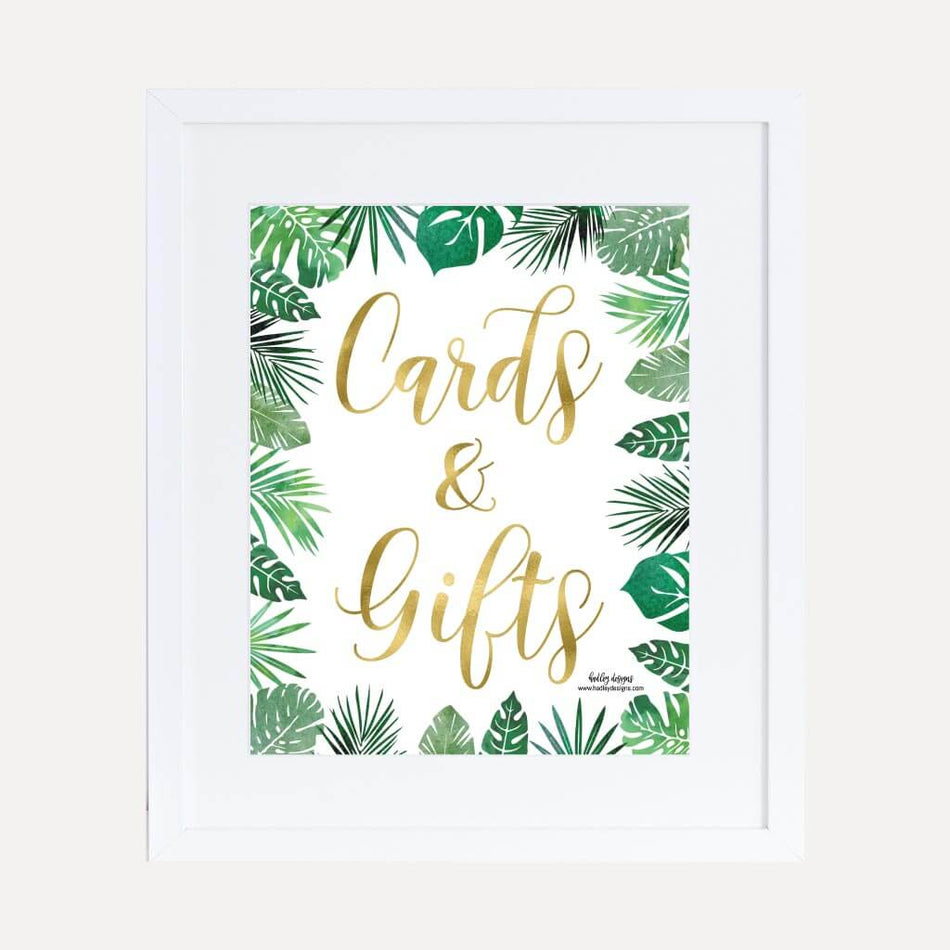 Gold Safari Baby Shower Cards and Gifts Sign Printable Template