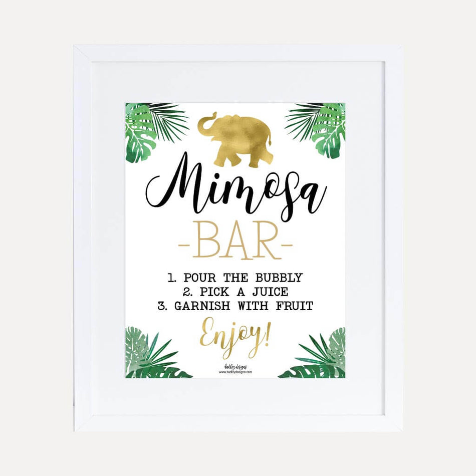 Gold Safari Baby Shower Mimosa Sign Printable Template