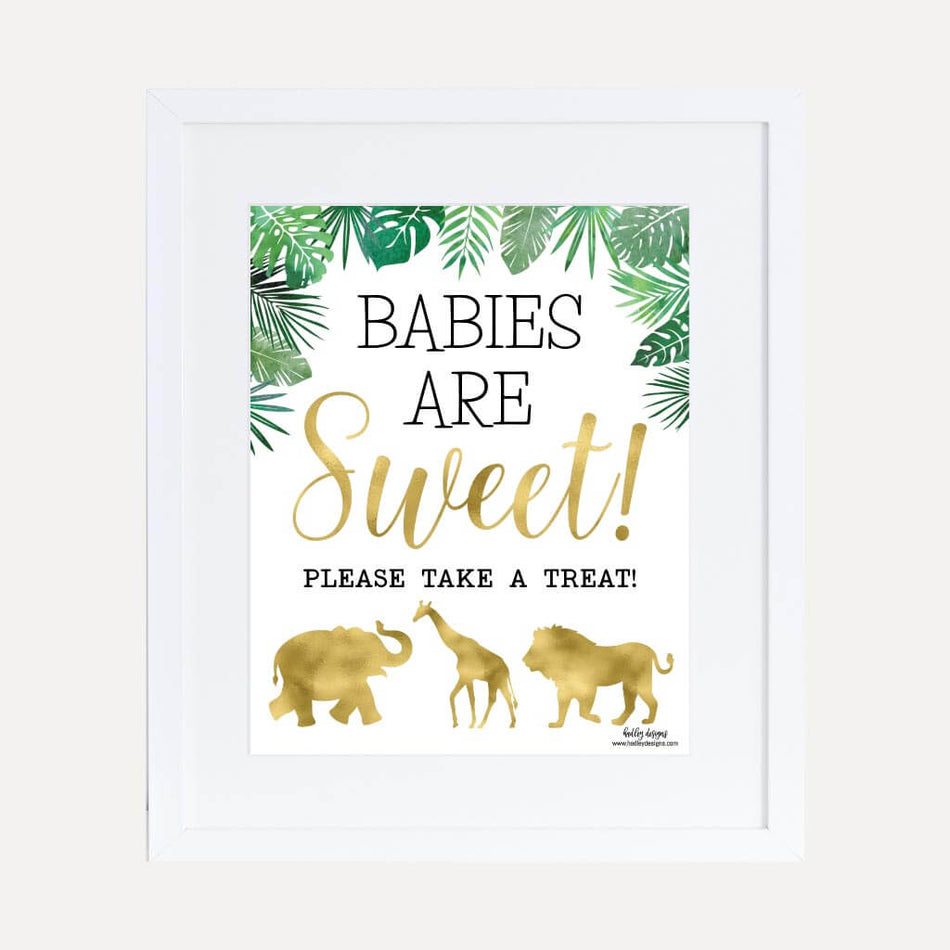 Gold Safari Baby Shower Treats Sign Printable Template