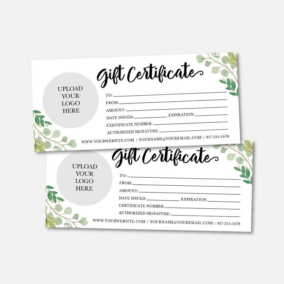 Greenery Gift Certificate Printable Template