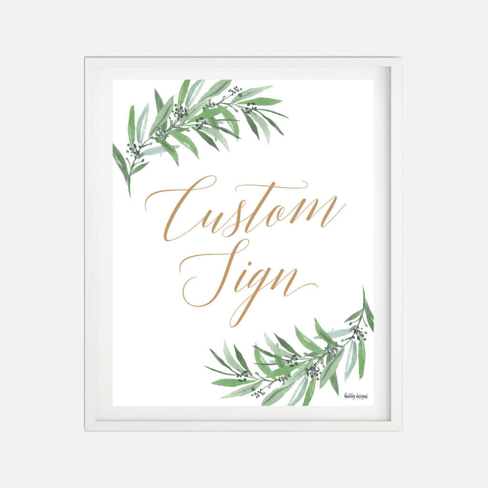 Greenery Wedding Custom Sign Printable Template