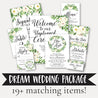 Greenery Wreath Wedding Complete Package Set Printable Template