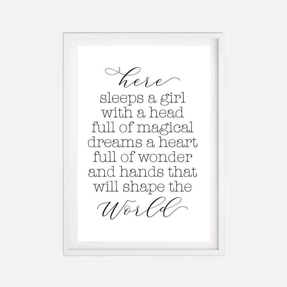 Here Sleeps A Girl Wall Art Printable Template