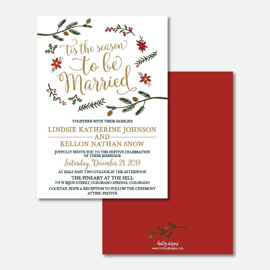 Holiday Wedding Invitation Printable Template