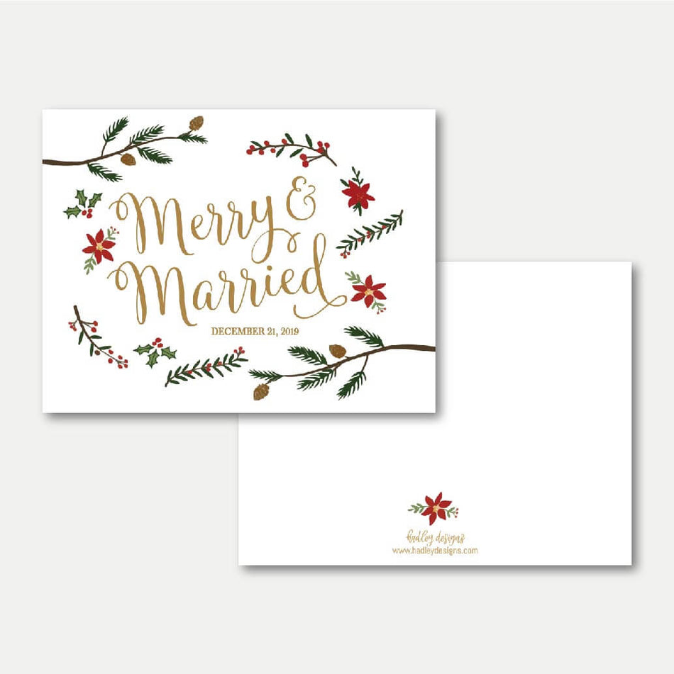 Holiday Wedding Thank You Card Printable Template