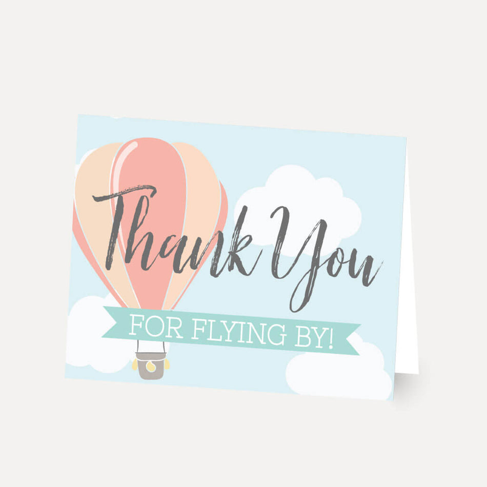 Hot Air Balloon Baby Shower Thank You Card Printable Template