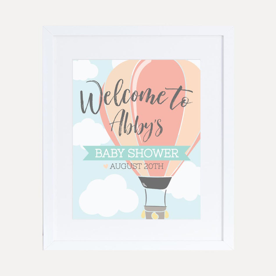 Hot Air Balloon Baby Shower Welcome Sign Printable Template
