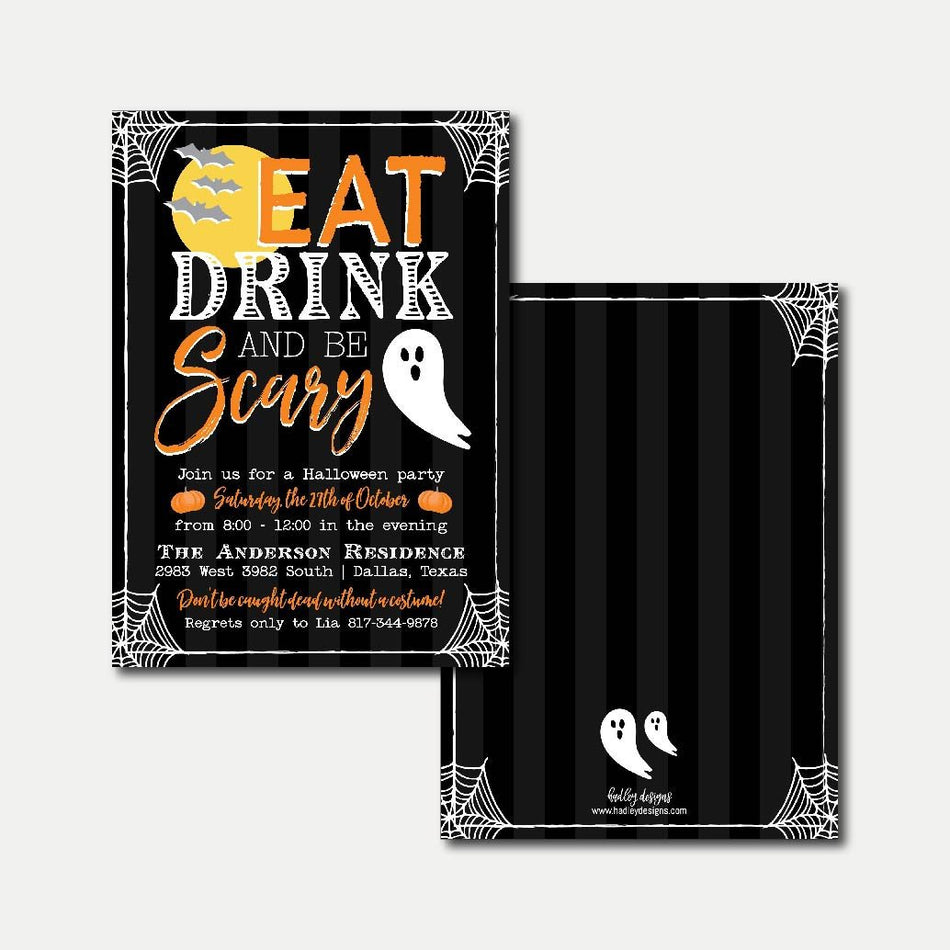 Ghost and Spiderweb Halloween Invitation Printable Template 