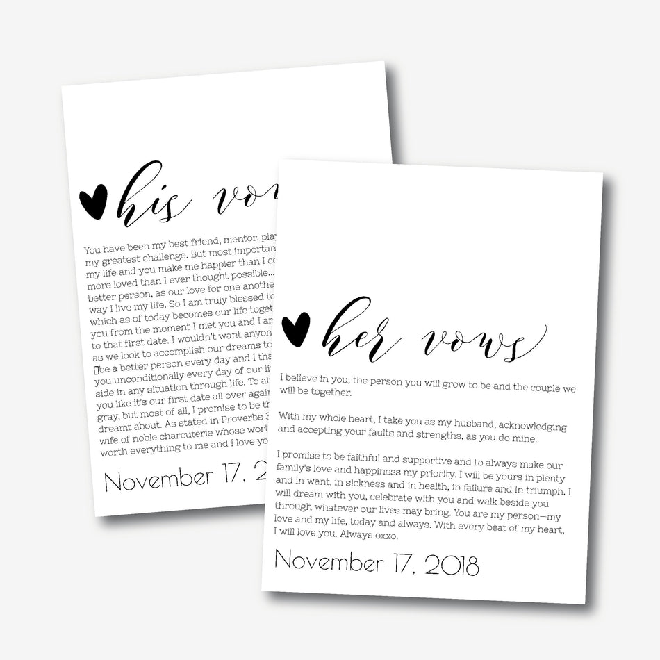 His and Her Vows Decor Printable 