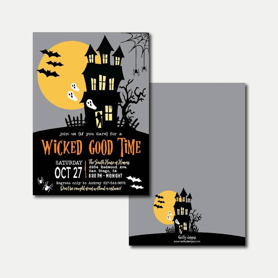 Haunted House  Halloween Invitation Printable Template 