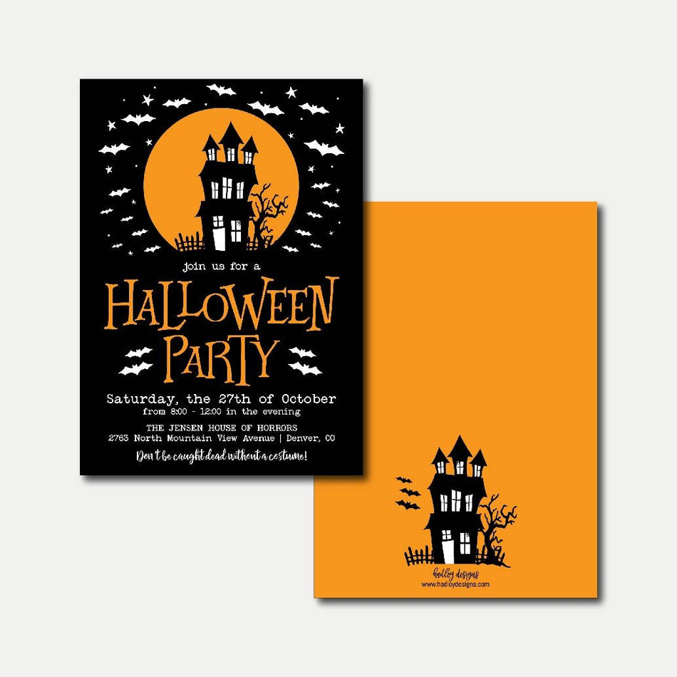 Haunted House  Halloween Invitation Template 
