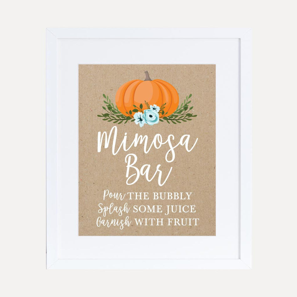 Pumpkin Boy Baby Shower Mimosa Printable Sign Template 