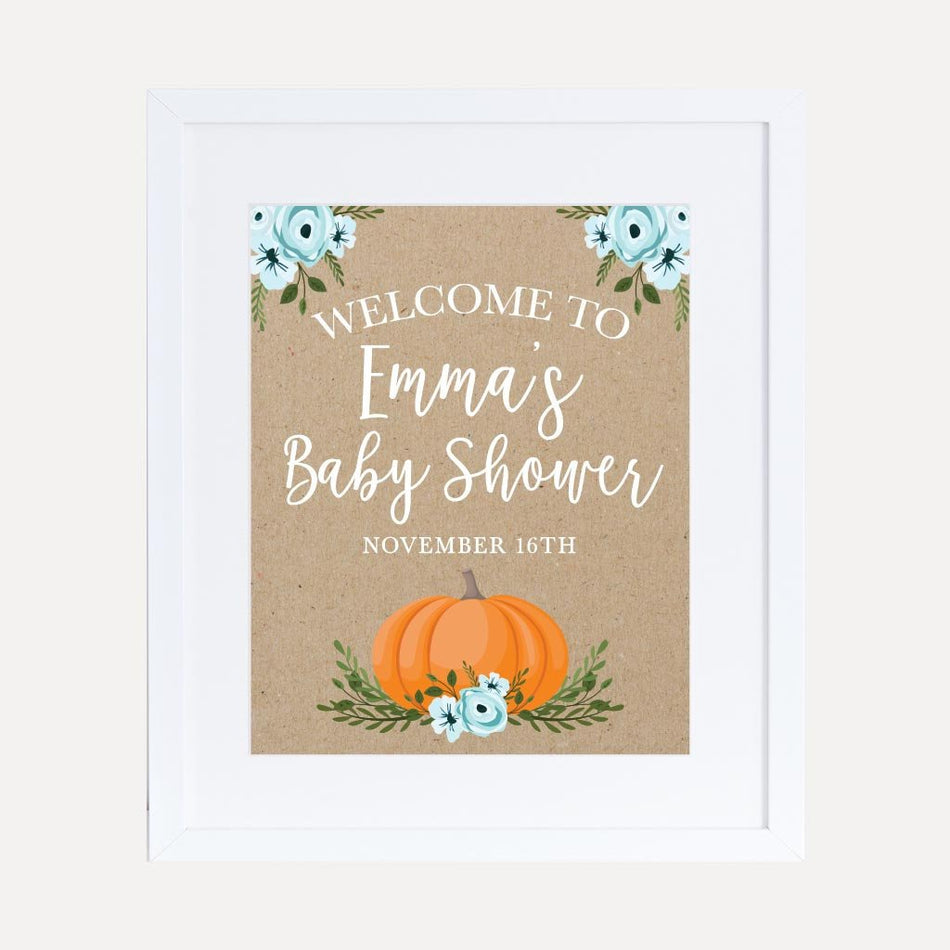 Pumpkin Boy Baby Shower Welcome Sign Printable Template 